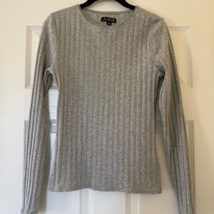 J. Crew Light Gray Ribbed Knit Long Sleeve Top
